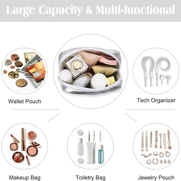 Mini Makeup Bag with Detachable Faux Pearl Chain: Cute & Compact Cosmetic Pouch - Picture 3 of 6